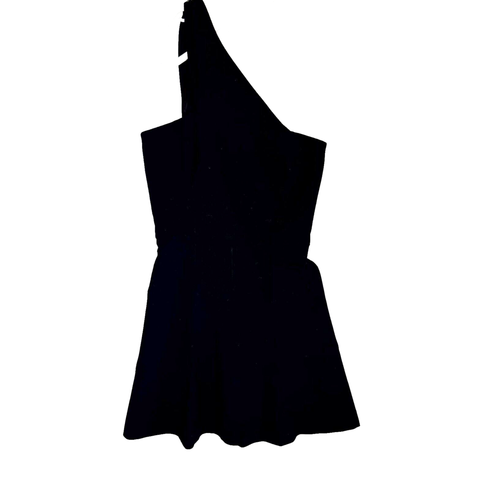 French Connection Womens Mini Dress Size 0 Black Tiered One Shoulder Whisper